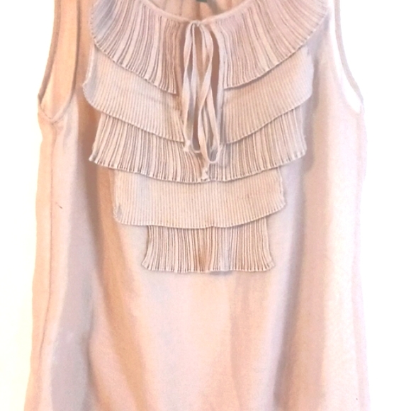 BCBGMaxAzria "Nettie" Ruffled Bib Sheer Sleeveless Blouse in Size M - Picture 2 of 6